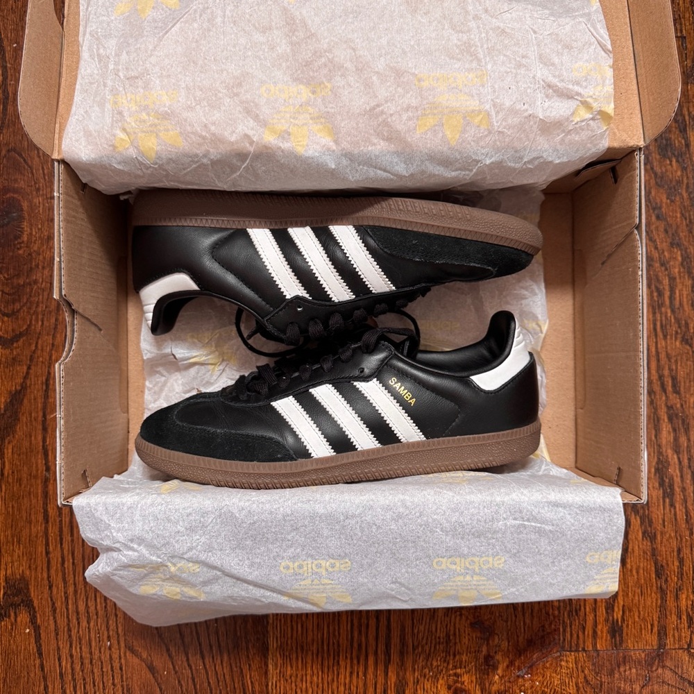 Adidas Samba Sneakers in Black, White & Gum